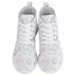 Cats And Food Doodle Seamless Pattern Women s Lightweight High Top Sneakers by danenraven