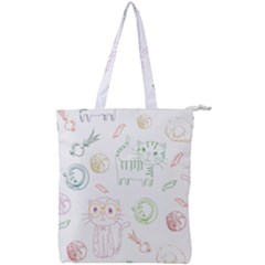 Cats And Food Doodle Seamless Pattern Double Zip Up Tote Bag by danenraven