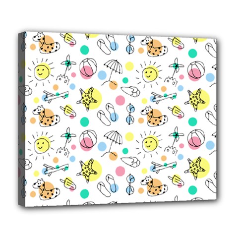 Summer Pattern Colorful Drawing Doodle Deluxe Canvas 24  X 20  (stretched) by danenraven