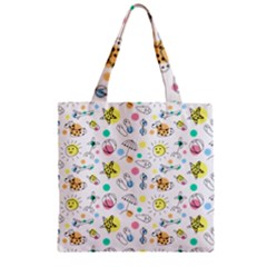 Summer Pattern Colorful Drawing Doodle Zipper Grocery Tote Bag by danenraven