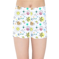 Summer Pattern Colorful Drawing Doodle Kids  Sports Shorts by danenraven