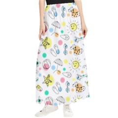 Summer Pattern Colorful Drawing Doodle Maxi Chiffon Skirt by danenraven