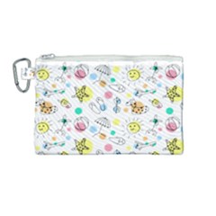 Summer Pattern Colorful Drawing Doodle Canvas Cosmetic Bag (medium) by danenraven