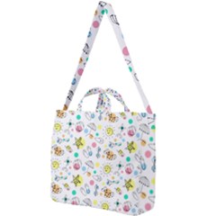 Summer Pattern Colorful Drawing Doodle Square Shoulder Tote Bag by danenraven