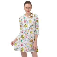 Summer Pattern Colorful Drawing Doodle Mini Skater Shirt Dress by danenraven