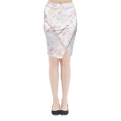 Weather Umbrella Rain Cloud Seamless Doodle Pattern Midi Wrap Pencil Skirt by danenraven