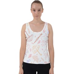 Weather Umbrella Rain Cloud Seamless Doodle Pattern Velvet Tank Top by danenraven