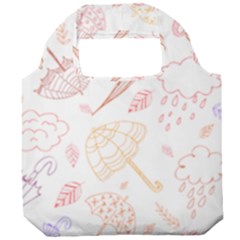 Weather Umbrella Rain Cloud Seamless Doodle Pattern Foldable Grocery Recycle Bag by danenraven