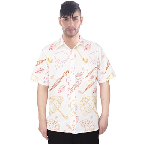 Weather Umbrella Rain Cloud Seamless Doodle Pattern Men s Hawaii Shirt by danenraven