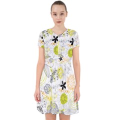 Doodle Flowers Hand Drawing Pattern Adorable In Chiffon Dress by danenraven