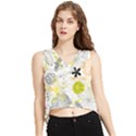 Doodle Flowers Hand Drawing Pattern V-Neck Cropped Tank Top View1