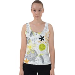 Doodle Flowers Hand Drawing Pattern Velvet Tank Top by danenraven