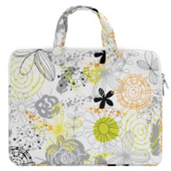 Doodle Flowers Hand Drawing Pattern Macbook Pro 16  Double Pocket Laptop Bag  by danenraven