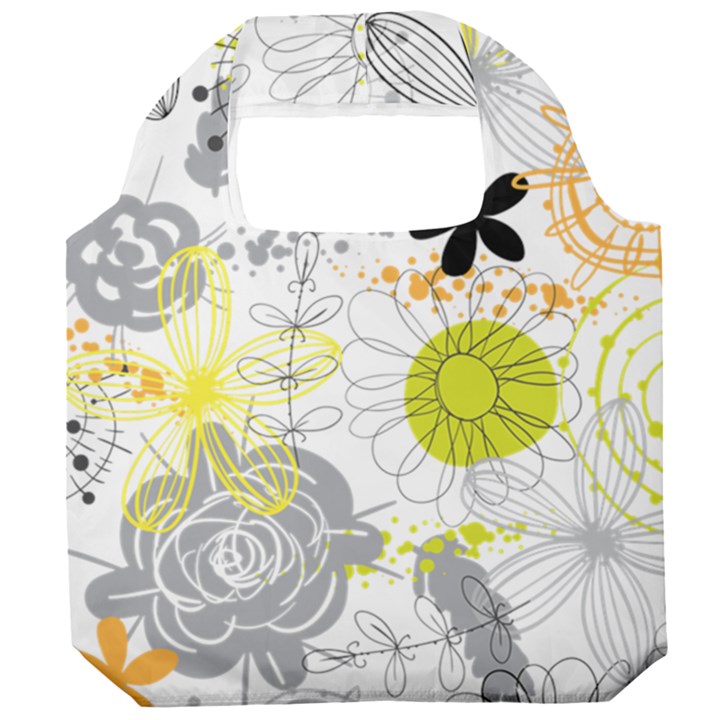 Doodle Flowers Hand Drawing Pattern Foldable Grocery Recycle Bag