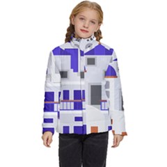 Background Santorini Greece Kids  Puffer Bubble Jacket Coat by Ravend