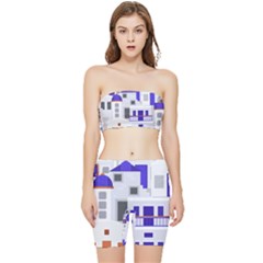 Background Santorini Greece Stretch Shorts And Tube Top Set by Ravend