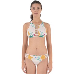 Border Leaves Design Frame Perfectly Cut Out Bikini Set by Ravend