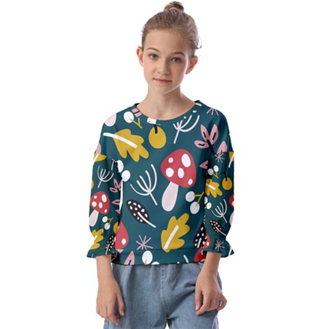 Autumn Nature Sheets Forest Kids  Cuff Sleeve Top by Ravend