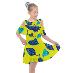 Sheets Pattern Picture Detail Kids  Shoulder Cutout Chiffon Dress by Ravend