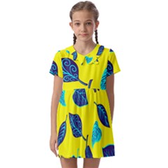 Sheets Pattern Picture Detail Kids  Asymmetric Collar Dress by Ravend