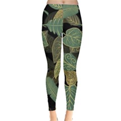 Autumn Fallen Leaves Dried Leaves Leggings  by Ravend