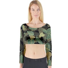 Autumn Fallen Leaves Dried Leaves Long Sleeve Crop Top by Ravend