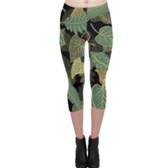 Autumn Fallen Leaves Dried Leaves Capri Leggings  by Ravend