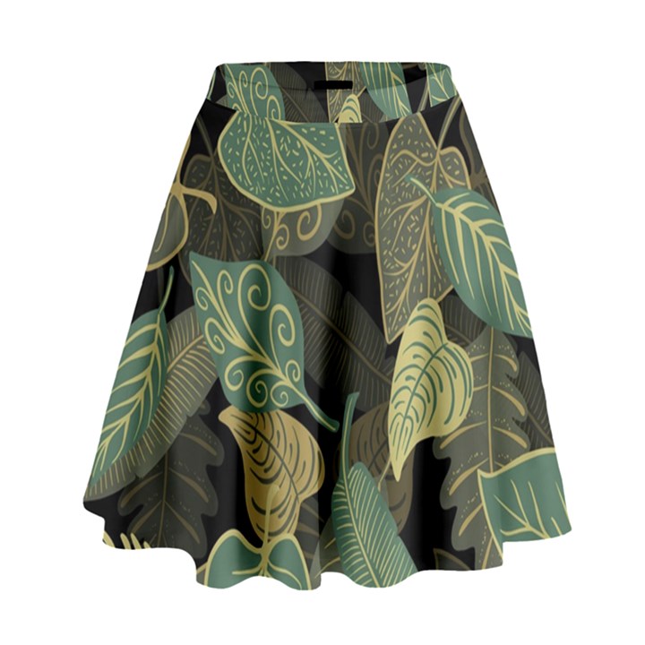 Autumn Fallen Leaves Dried Leaves High Waist Skirt