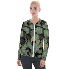 Autumn Fallen Leaves Dried Leaves Velvet Zip Up Jacket by Ravend