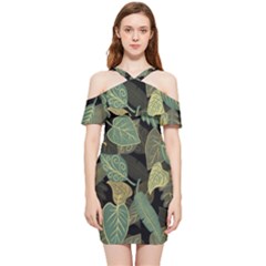 Autumn Fallen Leaves Dried Leaves Shoulder Frill Bodycon Summer Dress by Ravend