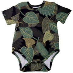 Autumn Fallen Leaves Dried Leaves Baby Short Sleeve Onesie Bodysuit by Ravend