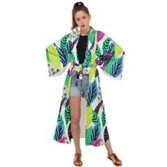 Sheets Drawing Pattern Nature Maxi Kimono by Ravend