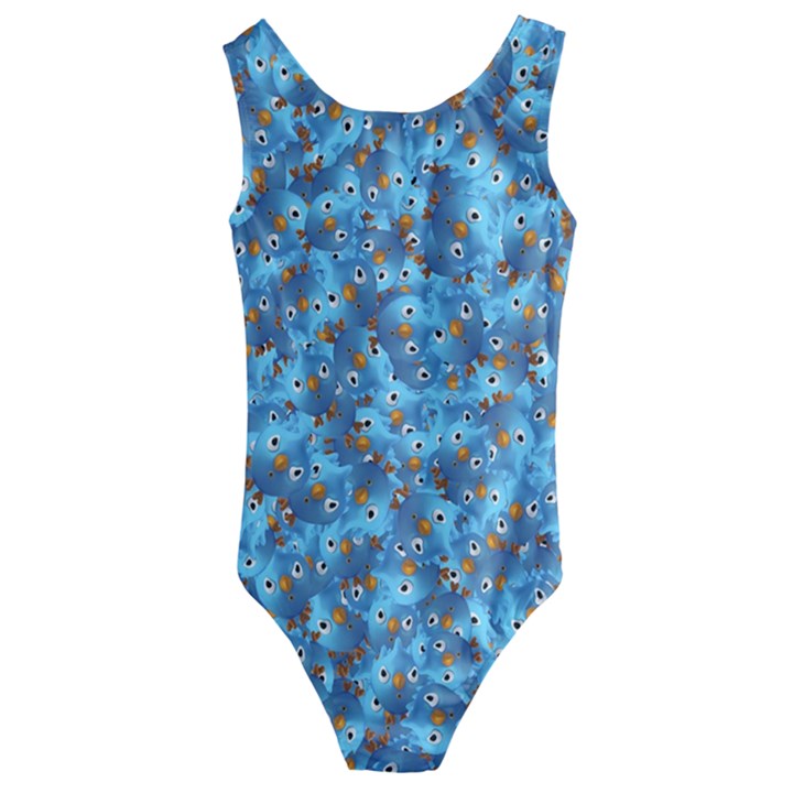 Angry baby chicken illustration random pattern Kids  Cut-Out Back One Piece Swimsuit