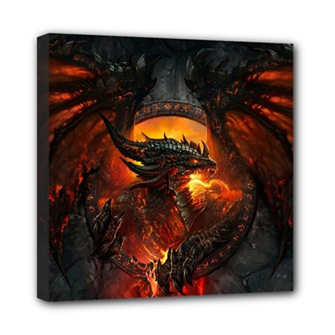 Red And Black Dragon Fire Mini Canvas 8  X 8  (stretched) by danenraven