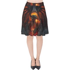 Red And Black Dragon Fire Velvet High Waist Skirt by danenraven