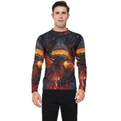 Red And Black Dragon Fire Men s Long Sleeve Rash Guard by danenraven