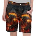 Red And Black Dragon Fire Pocket Shorts View1