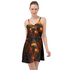 Red And Black Dragon Fire Summer Time Chiffon Dress by danenraven