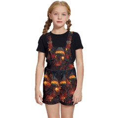 Red And Black Dragon Fire Kids  Short Overalls by danenraven