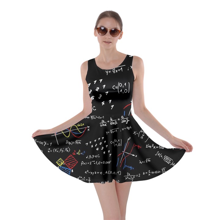 Black Background Text Overlay  Mathematics Formula Skater Dress