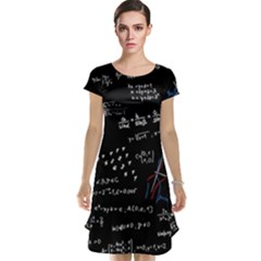 Black Background Text Overlay  Mathematics Formula Cap Sleeve Nightdress by danenraven