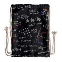 Black Background Text Overlay  Mathematics Formula Drawstring Bag (large) by danenraven