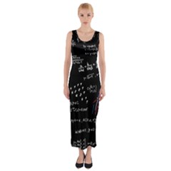 Black Background Text Overlay  Mathematics Formula Fitted Maxi Dress by danenraven