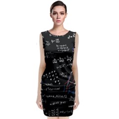 Black Background Text Overlay  Mathematics Formula Classic Sleeveless Midi Dress by danenraven