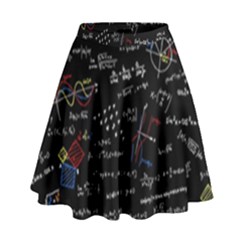 Black Background Text Overlay  Mathematics Formula High Waist Skirt by danenraven