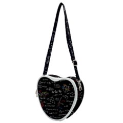 Black Background Text Overlay  Mathematics Formula Heart Shoulder Bag by danenraven