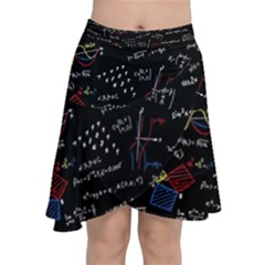 Black Background Text Overlay  Mathematics Formula Chiffon Wrap Front Skirt by danenraven