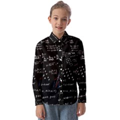 Black Background Text Overlay  Mathematics Formula Kids  Long Sleeve Shirt by danenraven