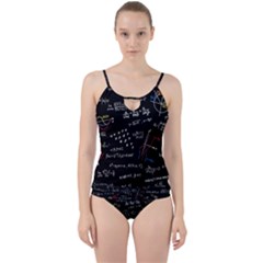 Black Background Text Overlay  Mathematics Formula Cut Out Top Tankini Set by danenraven