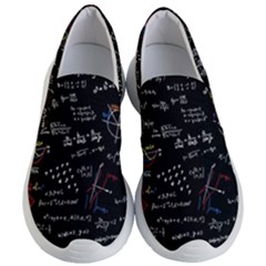 Black Background Text Overlay  Mathematics Formula Women s Lightweight Slip Ons by danenraven